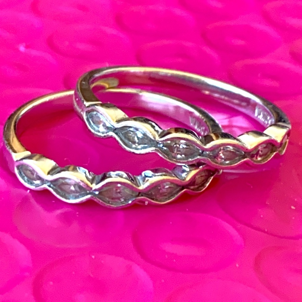 2 Stackable Sterling Silver Cz Rings Set - image 1